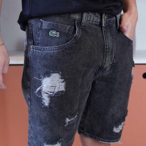 Bermuda Jeans Desfiada Preta Modelo Lacoste Nº 42