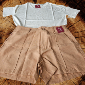 Conjunto Feminino Shorts Alfaiataria Com Camiseta de Algodão