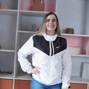 Corta Vento Feminina - Modelo Nike - M, Branco/Preta