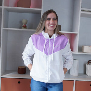 Corta Vento Feminina - Modelo Nike - M, Branco/Lilas