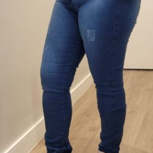 Calça Jeans Feminina Desfiada Cintura Alta - 42, Jeans Médio