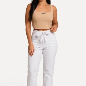 Calça Jeans Cigarrete Cropped Feminina Branca - 46, Branco