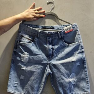 Bermuda Jeans Desfiada Masculina - Modelo Diesel - 42, Jeans Médio