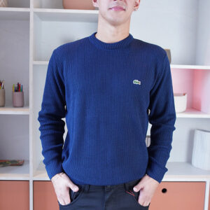 Suéter Masculino em Modelagem Regular com Gola Redonda Modelo Polo - G, Marinho