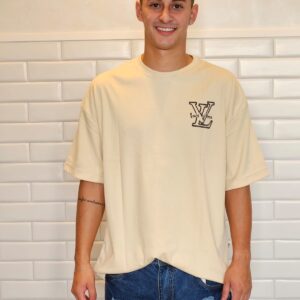 Camiseta  Oversized Unissex 100% Algodão Manga Curta Modelo Louis Vuitton