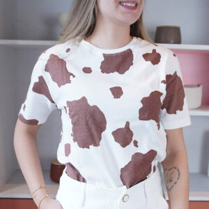 CAMISETA FEMININA ESTAMPA VACA - P