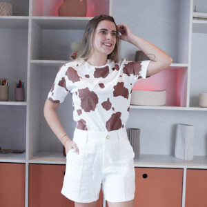 CAMISETA FEMININA ESTAMPA VACA - G