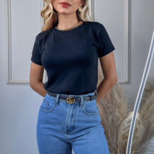 T-SHIRT BASICA REF OMBRO A OMBRO - GG, Preta