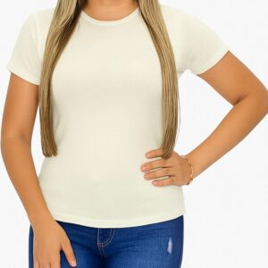CAMISETA BASICA LISA  REFORÇO DE OMBRO A OMBRO - Off White, P
