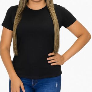 CAMISETA BASICA LISA  REFORÇO DE OMBRO A OMBRO - Preta, G