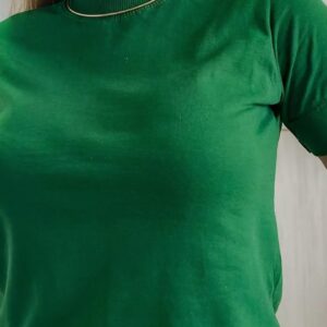 T-SHIRT GOLA ALTA LISA - MALHA MENEGOTTI - Verde, P