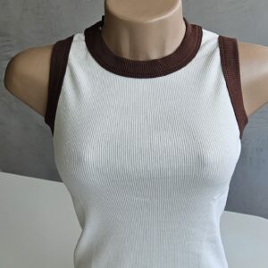 Regata Bi-Color Feminina Vanlins - Branca/Marrom, P