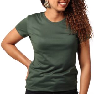 Camiseta Feminina 100% poliéster Anti Pilling - Verde Musgo, M