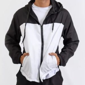 Jaqueta Corta Vento Masculina Ideal Para Motoqueiros - Branca/Preta, G1